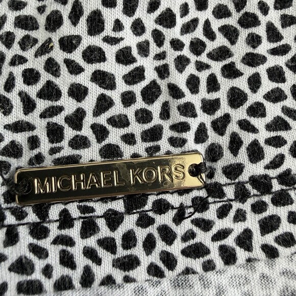 Michael Kors Top Pebble Print Flounce Sleeve Black & White Size S EUC - Picture 3 of 11